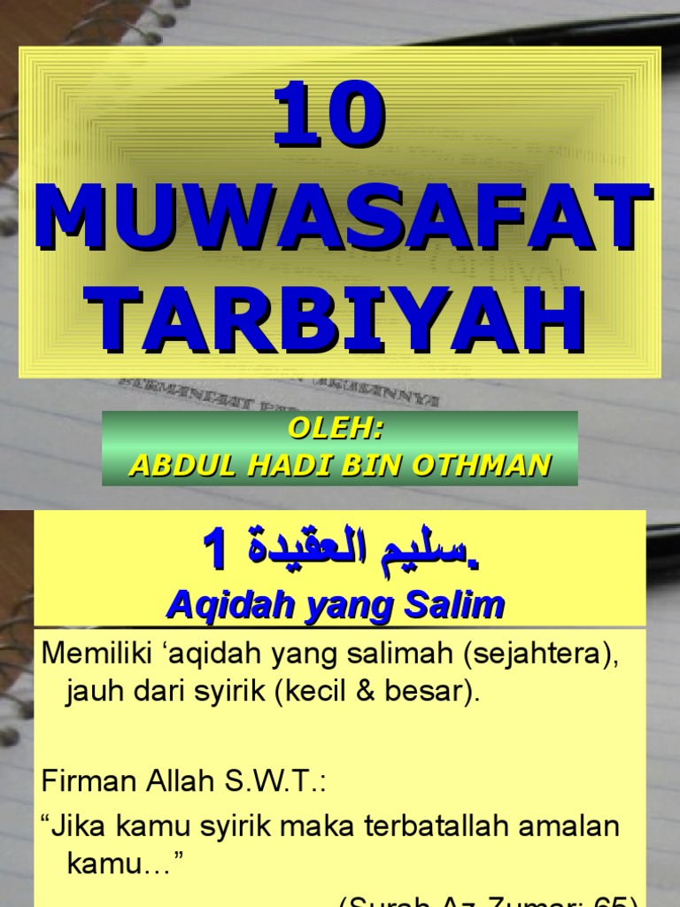 10 MUWASAFAT  TARBIYAH 