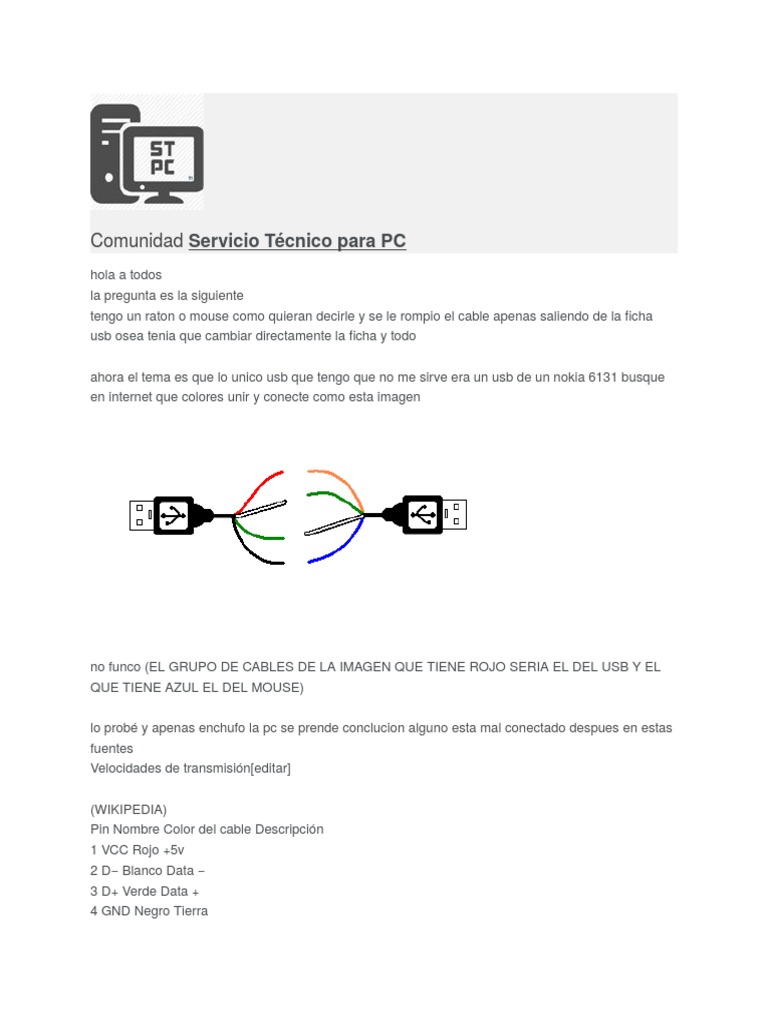 Cable Usb Pdf Tecnología 