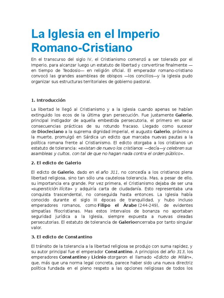 La Iglesia en el Imperio Romano | PDF | Constantino el grande | Iglesia ...