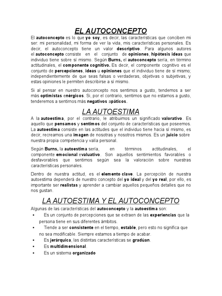 Autoconcepto y autoestima: claves esenciales | PDF | Autoestima | Familia