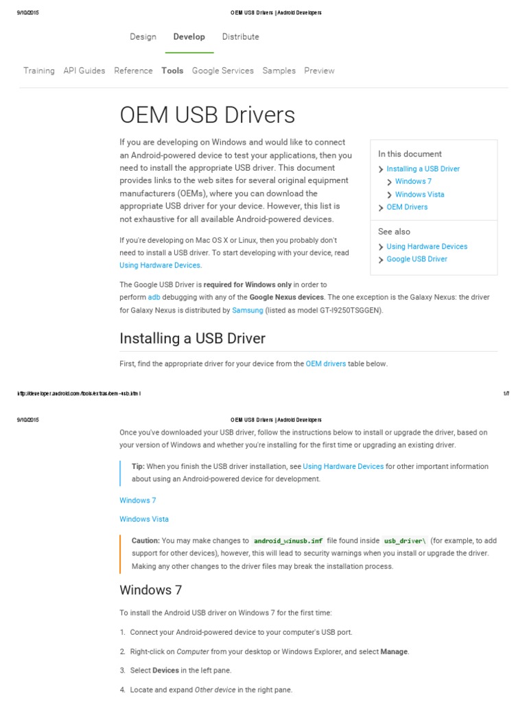 Installing OEM USB Drivers for Android | PDF | Android (Operating ...