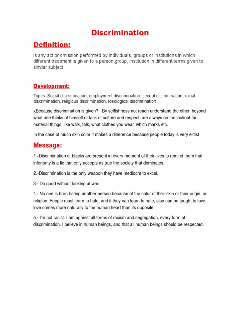 Understanding Discrimination Types and Impact | PDF