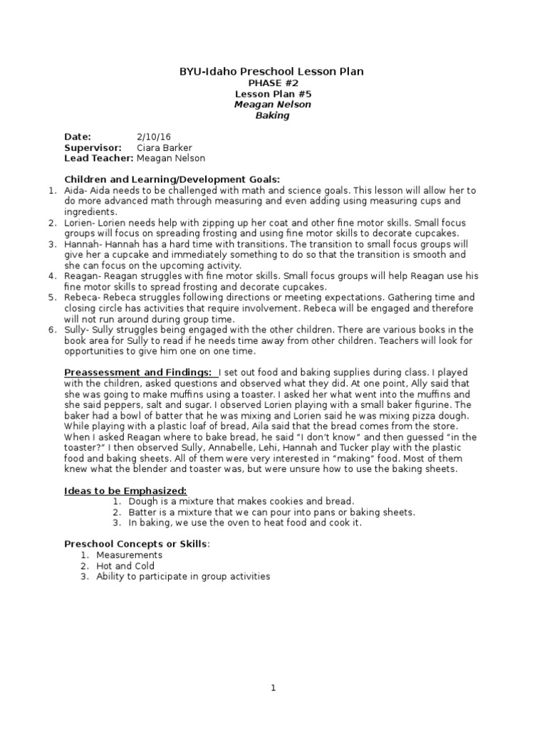 lesson plan l10 baking final Cupcake Dough