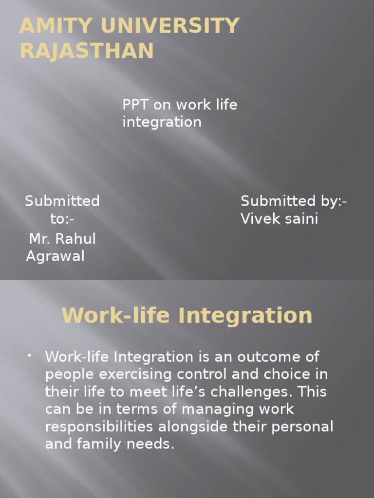 Work-Life Integration Strategies Explained | PDF