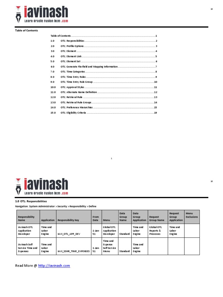 OTL Responsibilities and Configurations Guide | PDF | Software | Computing