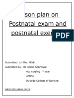 Postnatal Exam and Exercise Lesson Plan