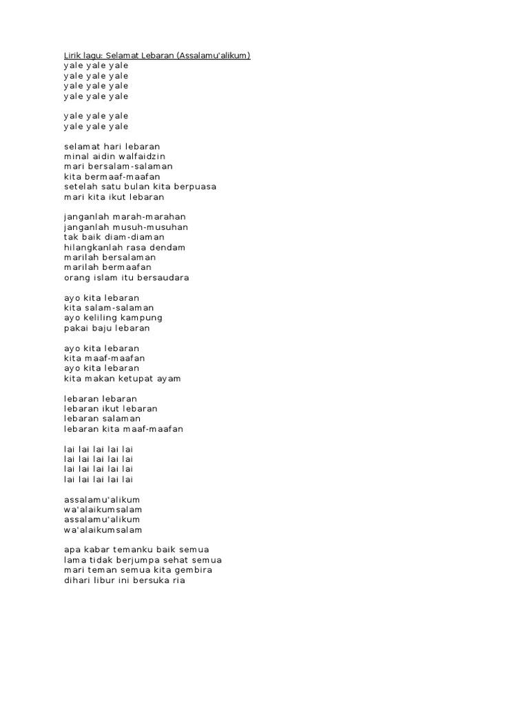 Lirik Lagu Halal Bihalal