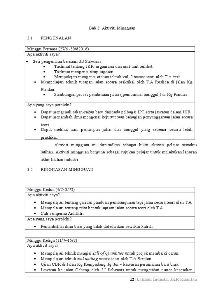 Bab 3 Laporan Mingguan
