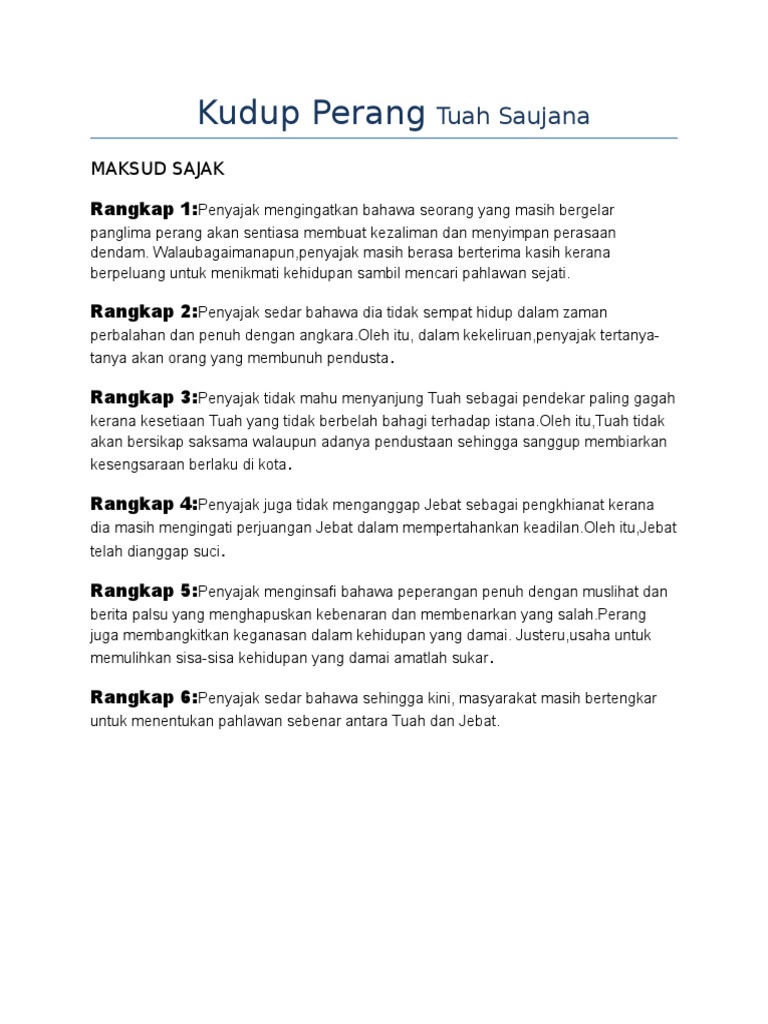 Kudup Perang Tuah Saujana Pdf