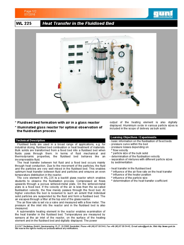 Heat Transfer in The Fluidised Bed PDF Fluidization Heat Transfer