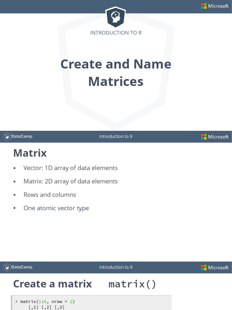 Create and Name Matrices | PDF