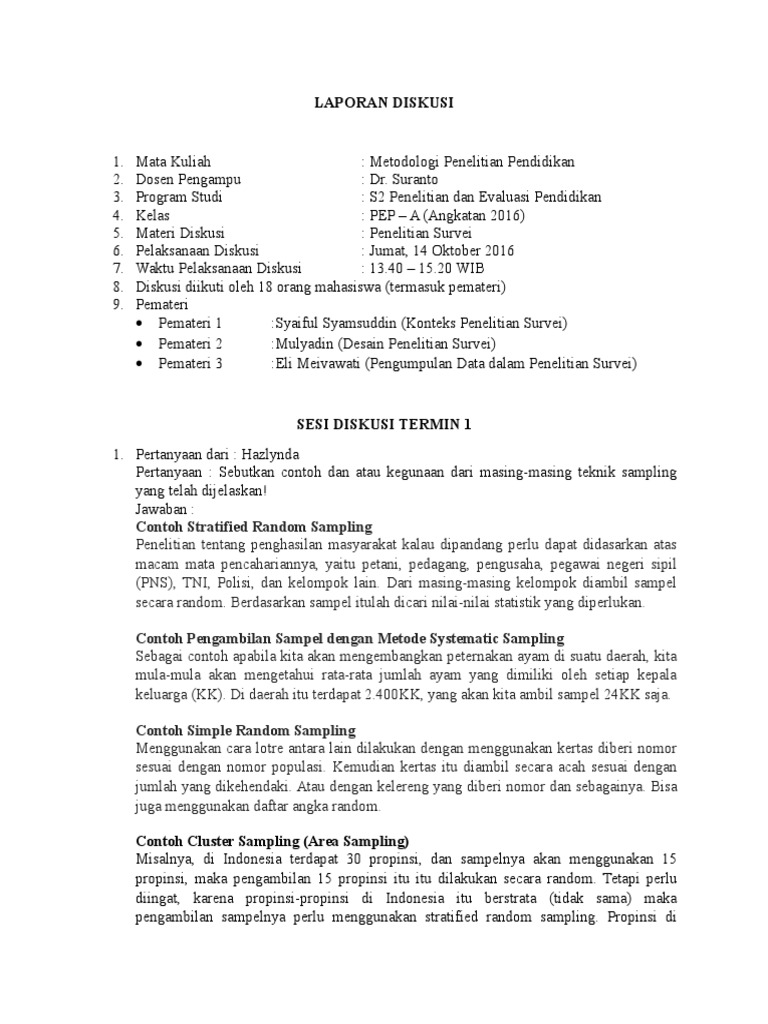 Diskusi Penelitian Survei Tanya Jawab