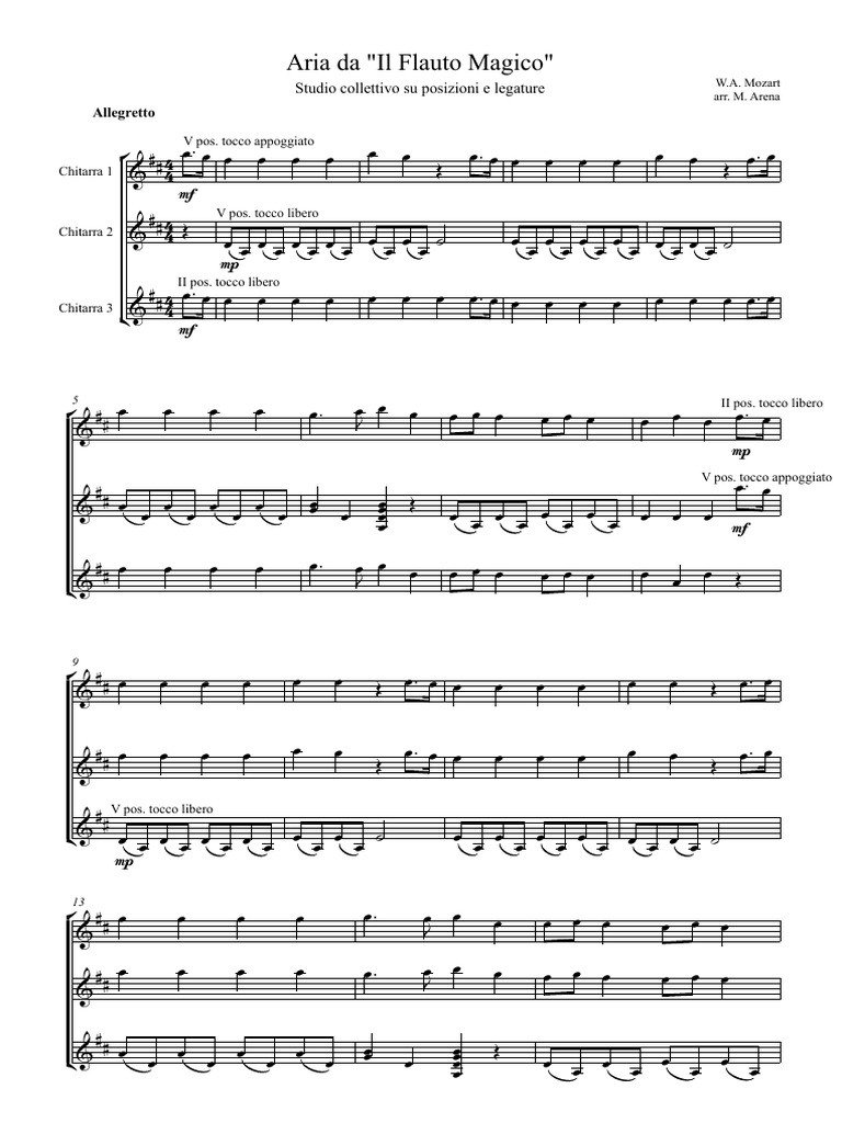 Aria Da Il Flauto Magico (Seconde) - Partitura e Parti