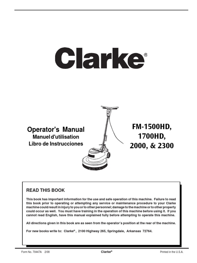 Clarke Fm 1700 2000 2300 Operatorsmanual Fm Electrical Connector