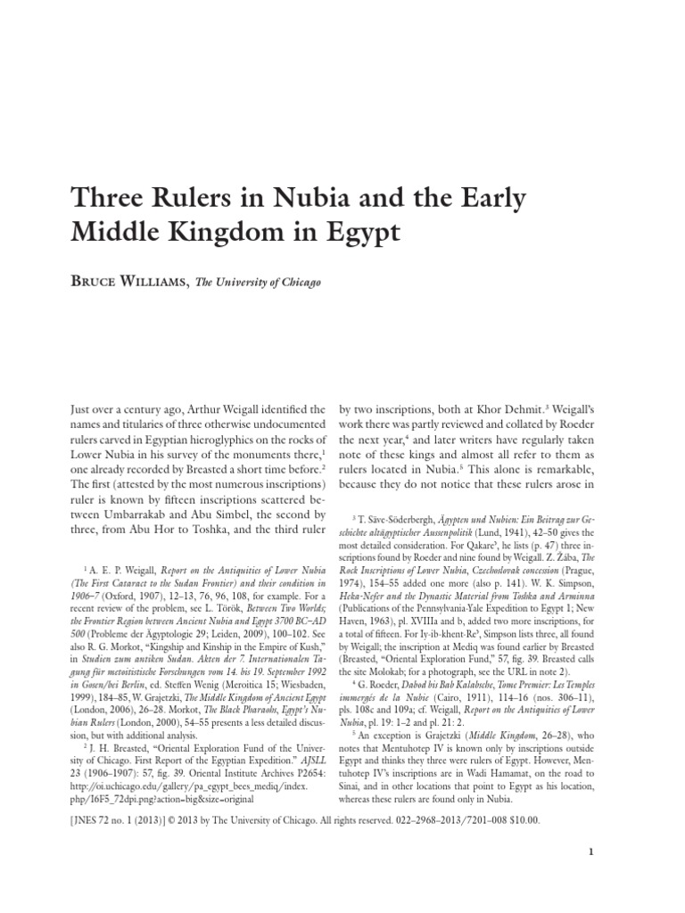 Three Rulers in Nubia and the Early Middle Kingdom Ancient Egypt