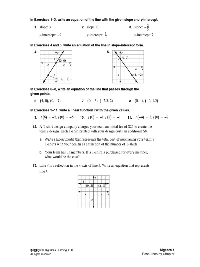 Alg1 Resources 0401 Practice B | PDF | Mathematical Analysis ...