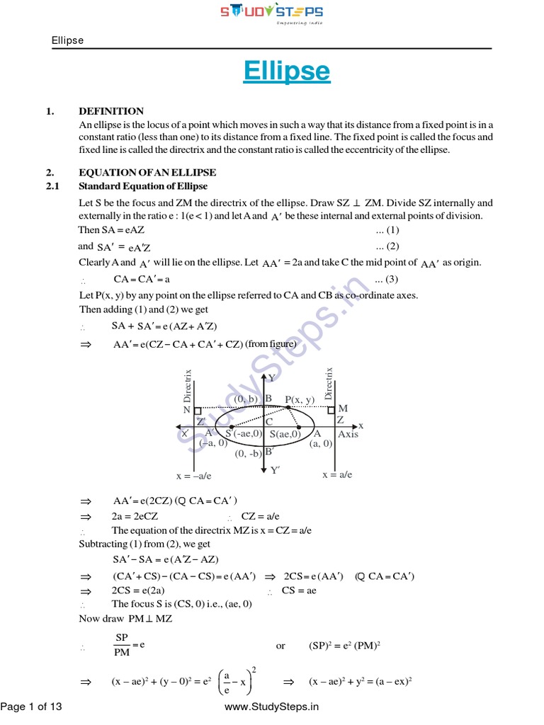 ellipse notes maths.pdf | Ellipse | Circle