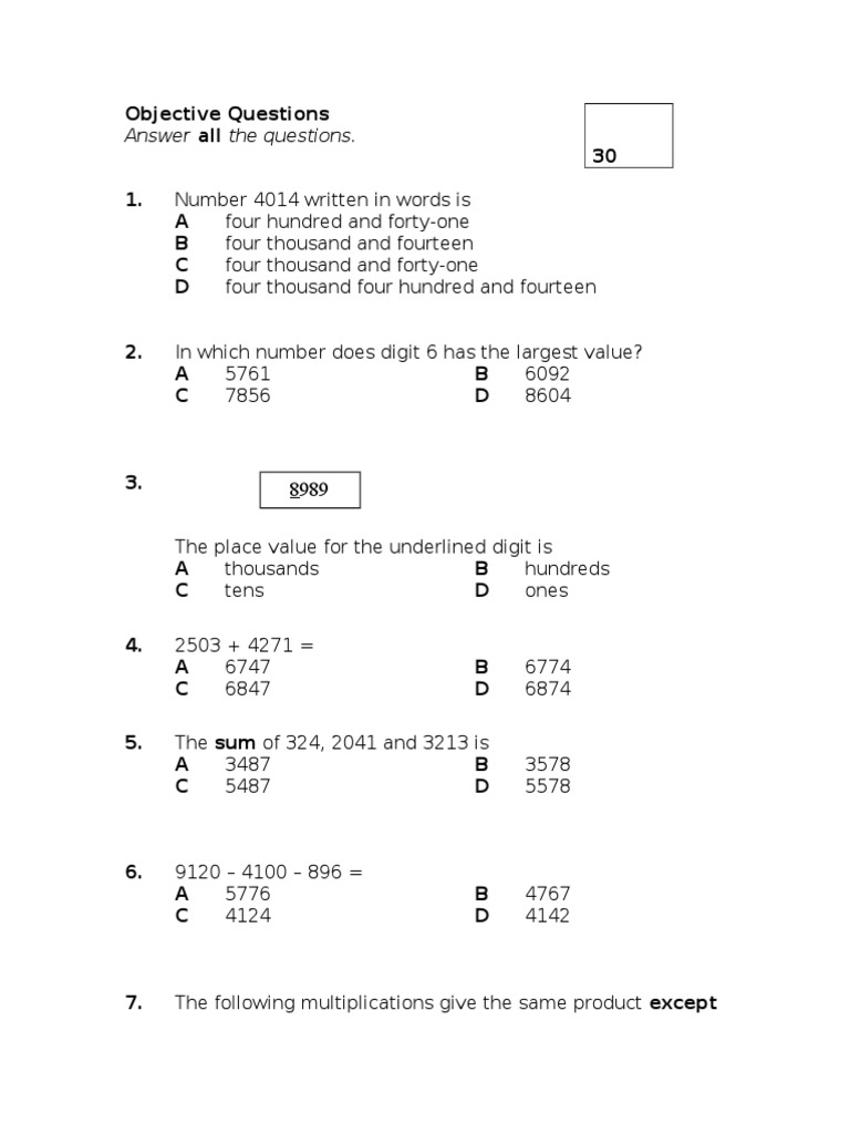 July Monthly Math Test | PDF | Teaching Mathematics