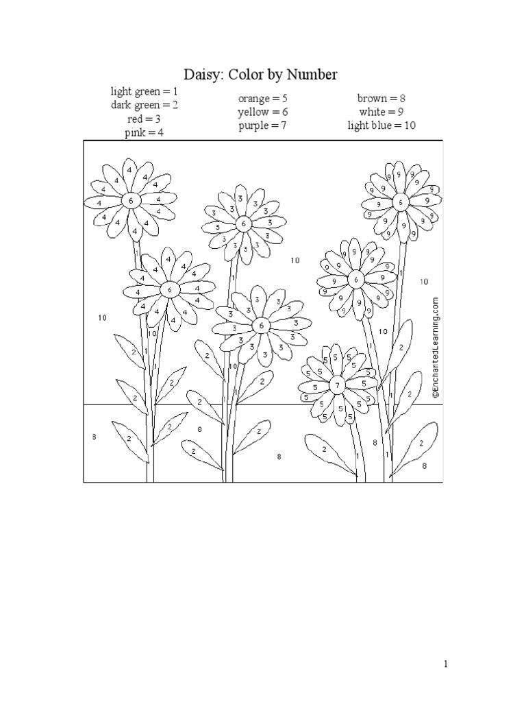Daisy Color by Number PDF