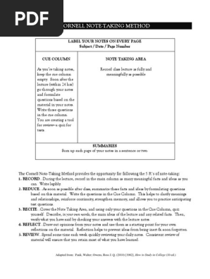 Cornell Note-taking Method