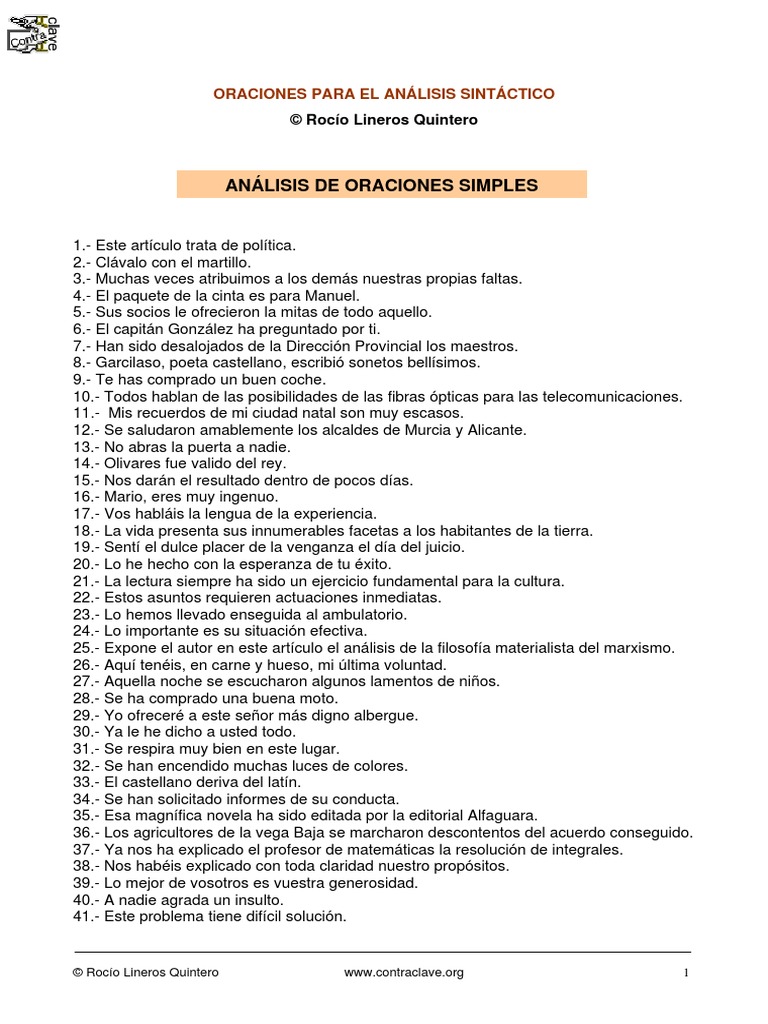 Análisis de Oraciones Simples y Compuestas PDF | PDF
