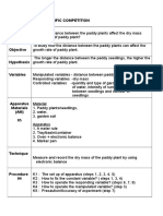 Interspesific Competition Problem Statement: Does The Distance Between The Paddy Plants Affect The Dry Mass