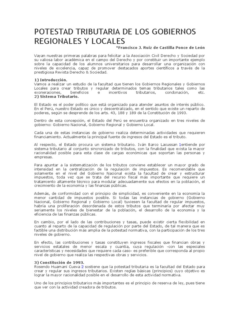 Potestad Tributaria en Gobiernos Locales | PDF | Impuestos | Regulación