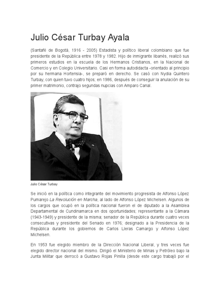 Julio César Turbay Ayala Colombia Politics