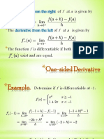 One-sided Derivative and Theorems on Derivatives