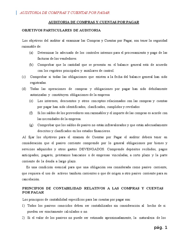 Auditoría de Compras y Cuentas por Pagar | PDF | Contralor | Contabilidad