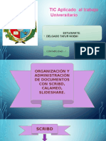 ORGANIZACION Y ADMIISTRACION DE DOCUMENTOS CON SCRIBD, CALAMÉO, SLIDESHARE.
