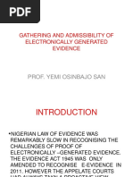 Gathering and Admissibility of Electronically Generated Evidence in Nigeria by Prof. Yemi Osinbajo SAN