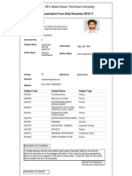 Dr. APJ Abdul Kalam Technical University: Examination Form (Odd Semester) 2016-17