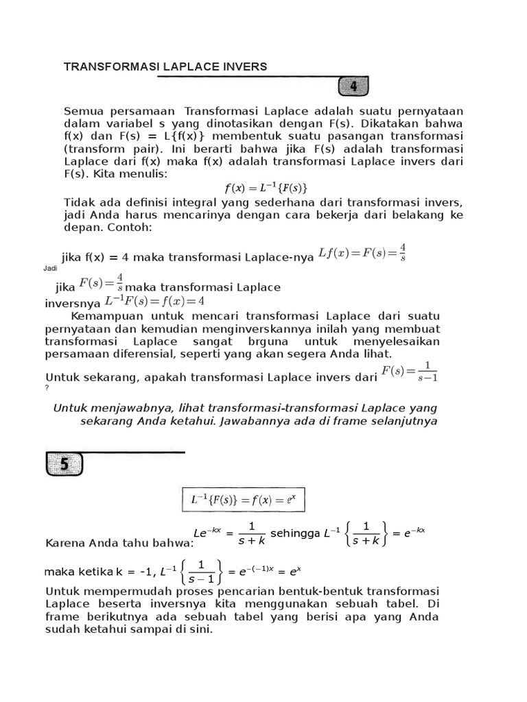 Tabel Transformasi Laplace Invers | PDF