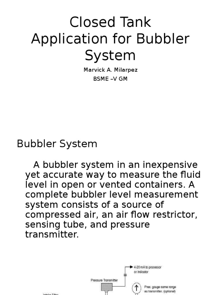 Closed Tank Application For Bubbler System Pdf