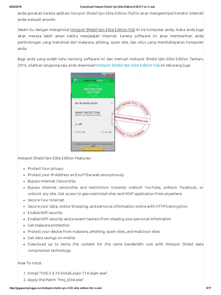 Hotspot Shield VPN Elite Edition 6.20 | PDF | Virtual Private.