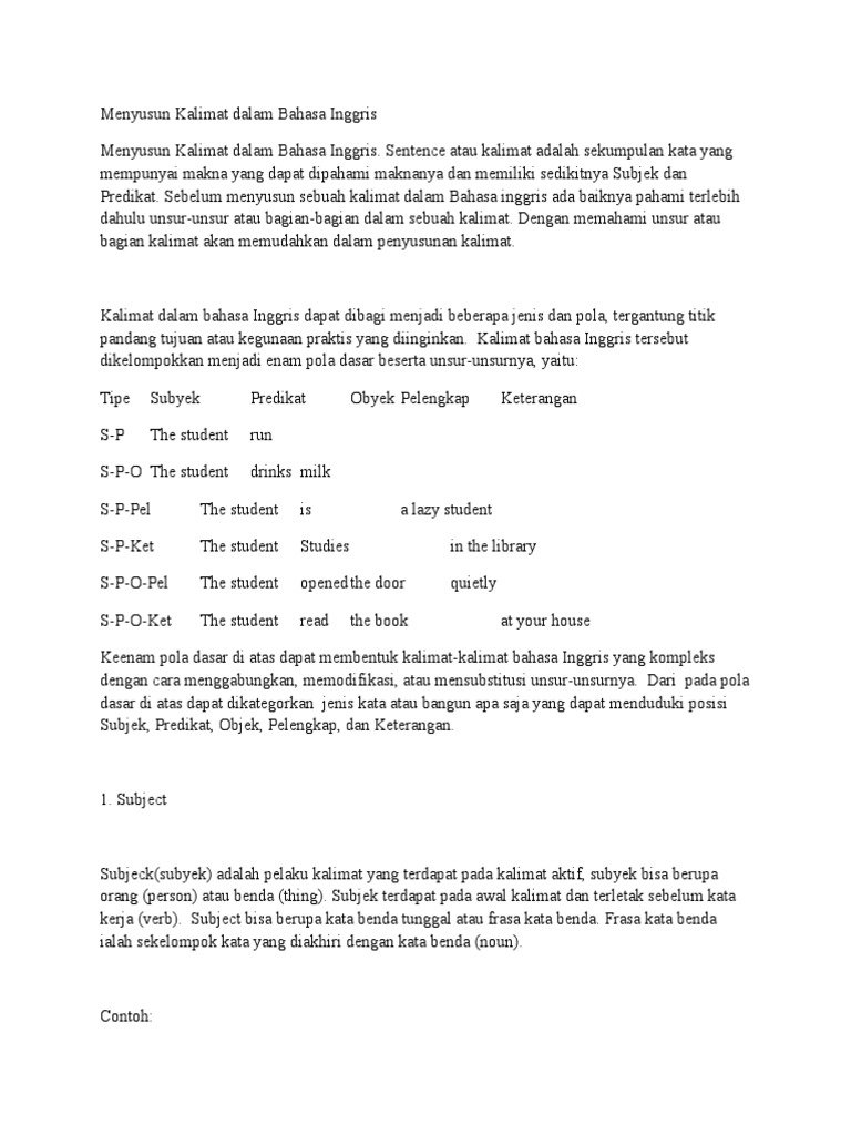 Menyusun Kata Menjadi Kalimat Dalam Bahasa Inggris