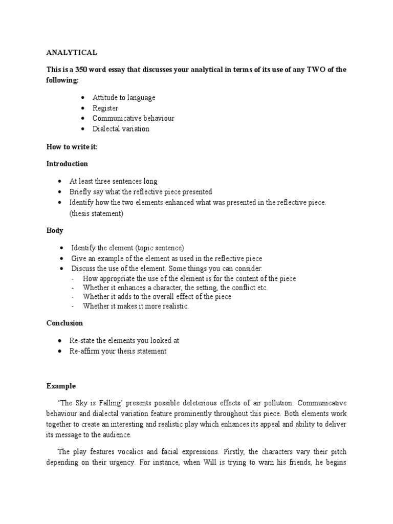 Comm Studies IA Analytical Guidelines Sentence Linguistics Linguistics