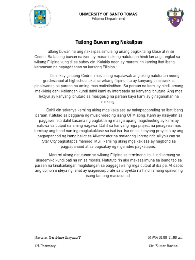 Fil 1 Reflection | PDF
