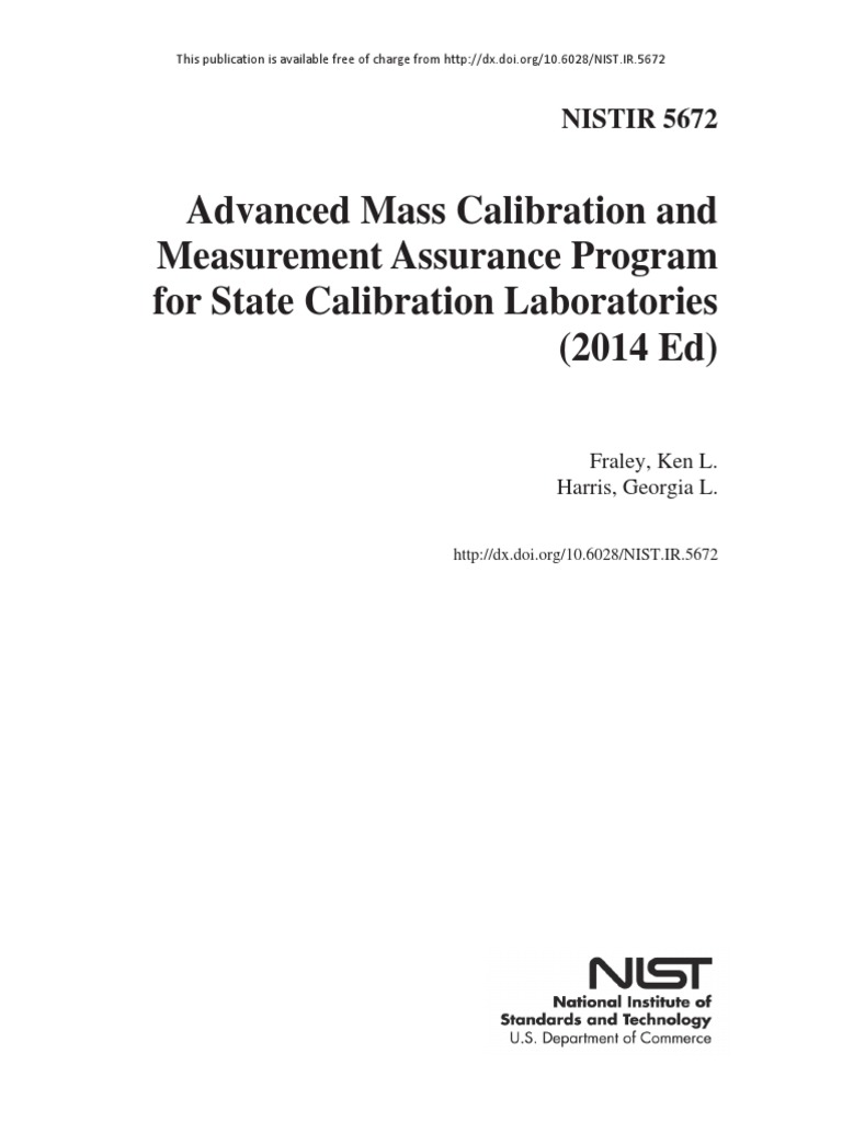 Nistir 5672 20140926 PDF Calibration Metrology