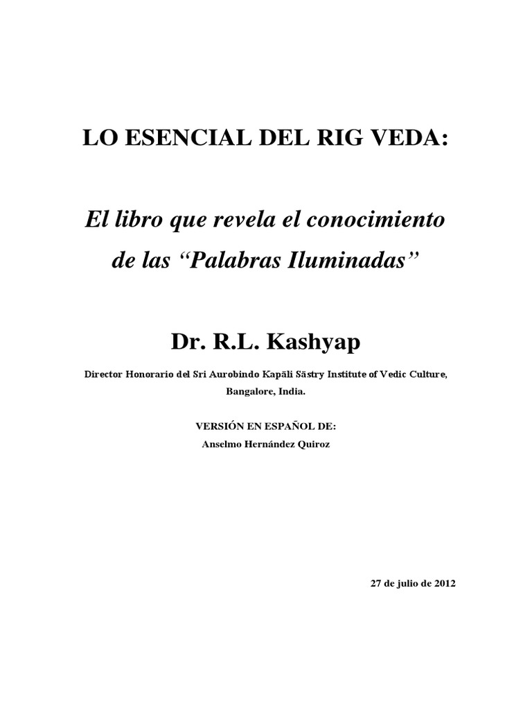 Lo Esencial Del Rig Veda | PDF | Vedas | Poesía