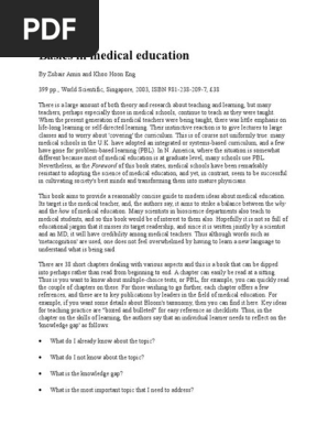 Basics In Medical Education Medical Education Medical School