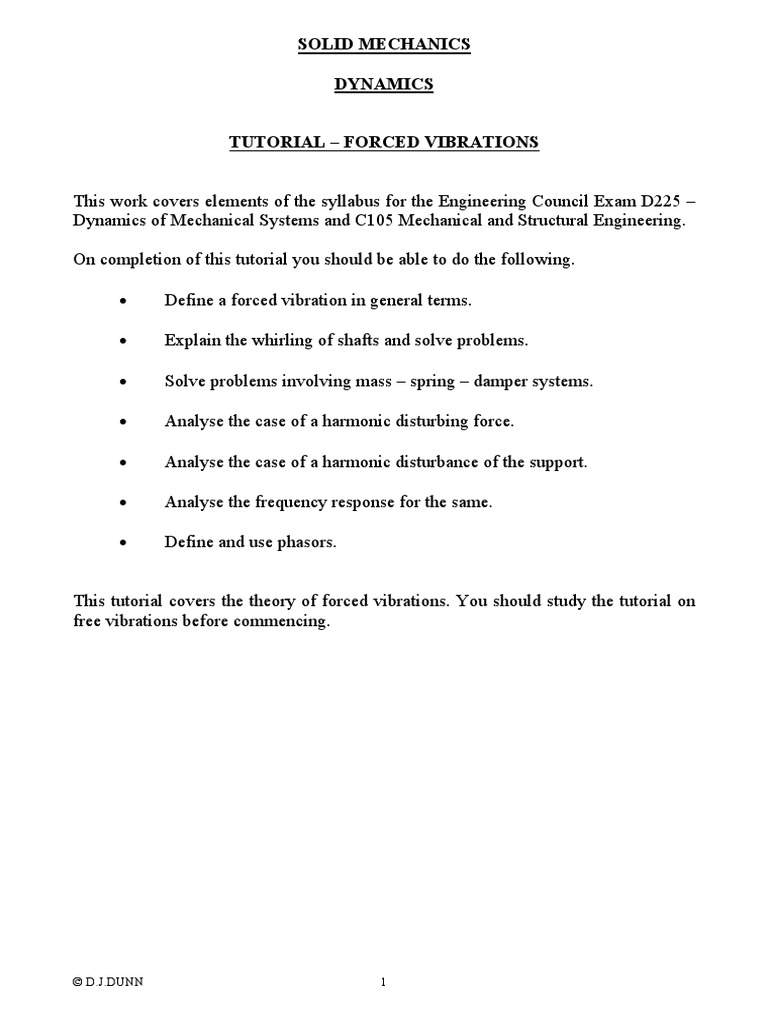 Forced Vibrations | PDF | Velocity | Force