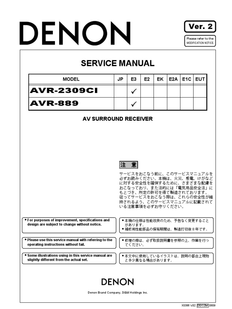 Denon Avr-889 Avr-2309ci Service Manual | PDF | Electricity