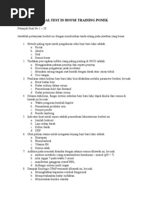 Soal Pre Test In House Training Ponek
