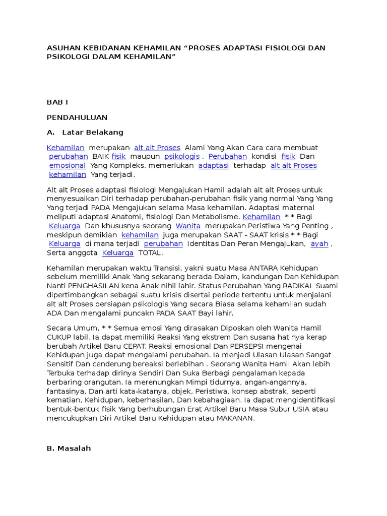 Adaptasi Fisiologi Dan Psikologi Dalam Kehamilan Pdf