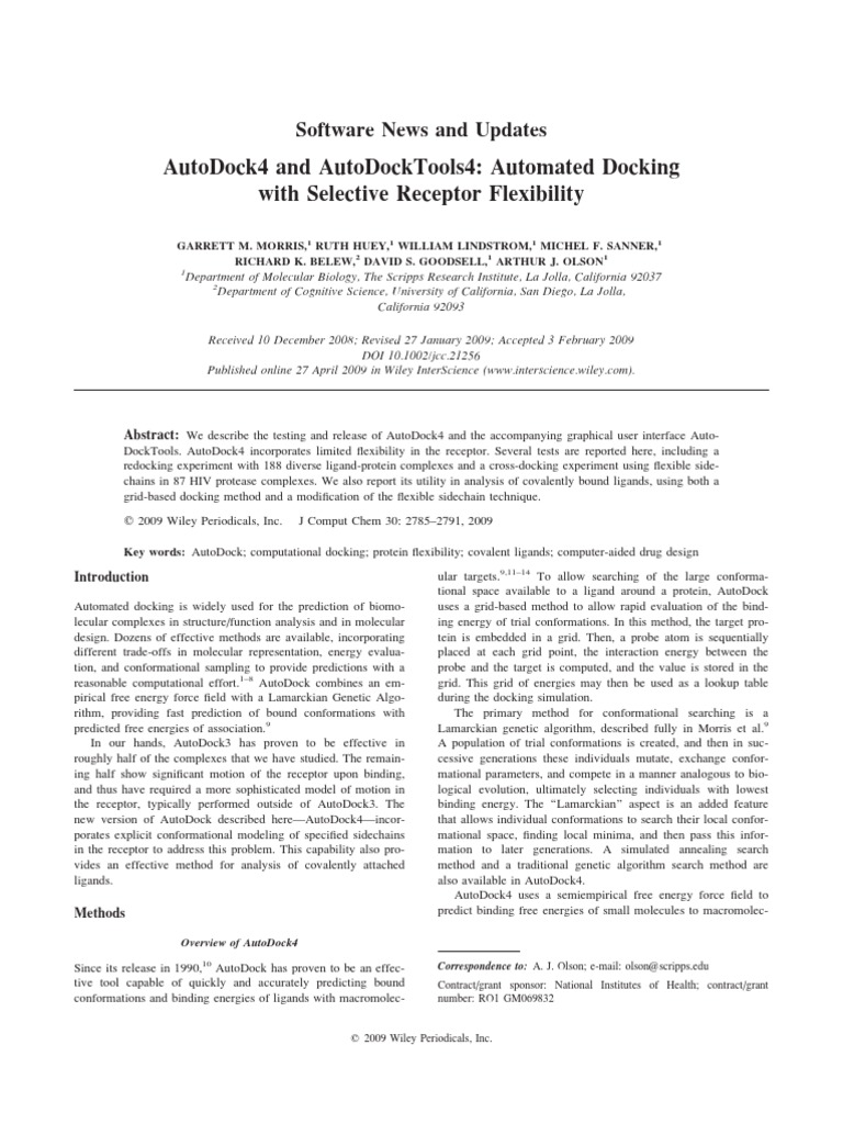 AutoDock4: Enhanced Docking Tool | PDF | Docking (Molecular) | Enzyme ...