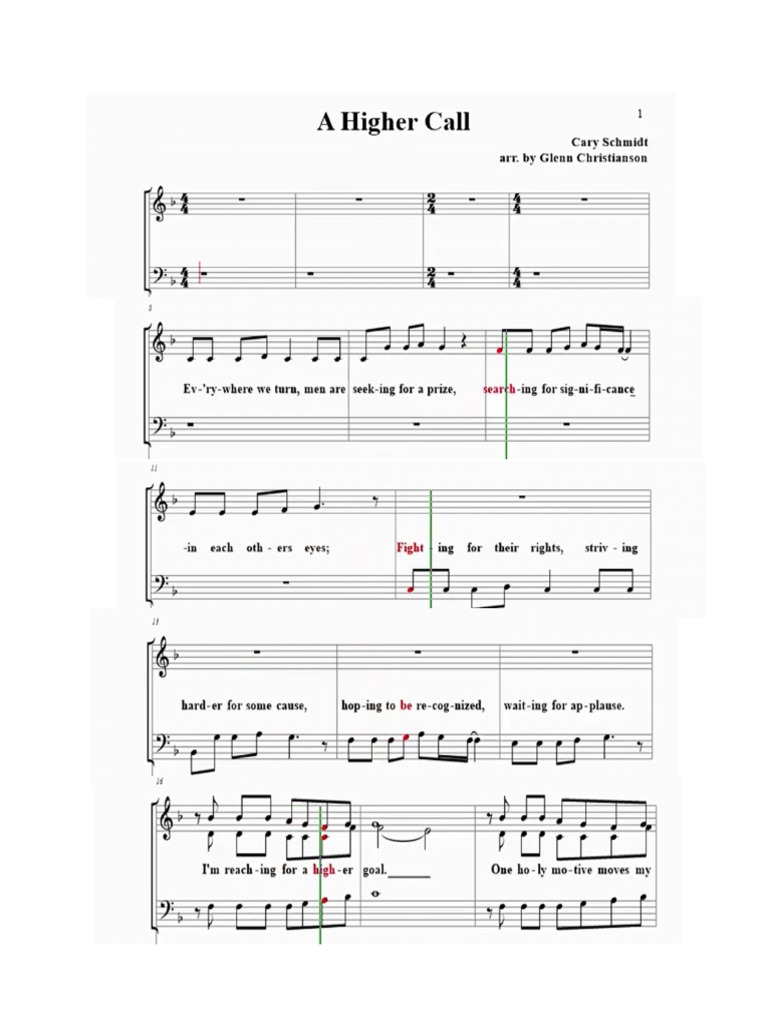 A Higher Call Sheet PDF PDF