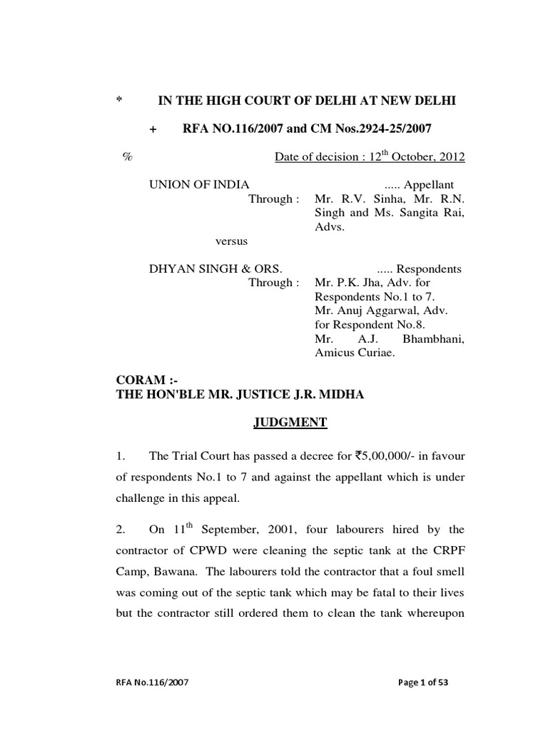 Delhi High Court Judgement | Download Free PDF | Negligence | Lawsuit