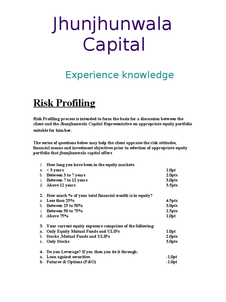 Jhunjhunwala Capital: Risk Profiling | PDF | Stocks | Mark To Market